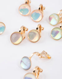 Gold Round Clip On Earrings 5-Pack - link has visual effect only