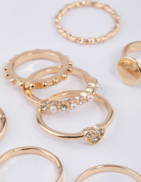 Gold Disc & Diamante Heart Ring 8-Pack - link has visual effect only