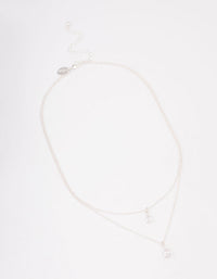 Silver Layered Dainty Diamante Short Necklace - link has visual effect only