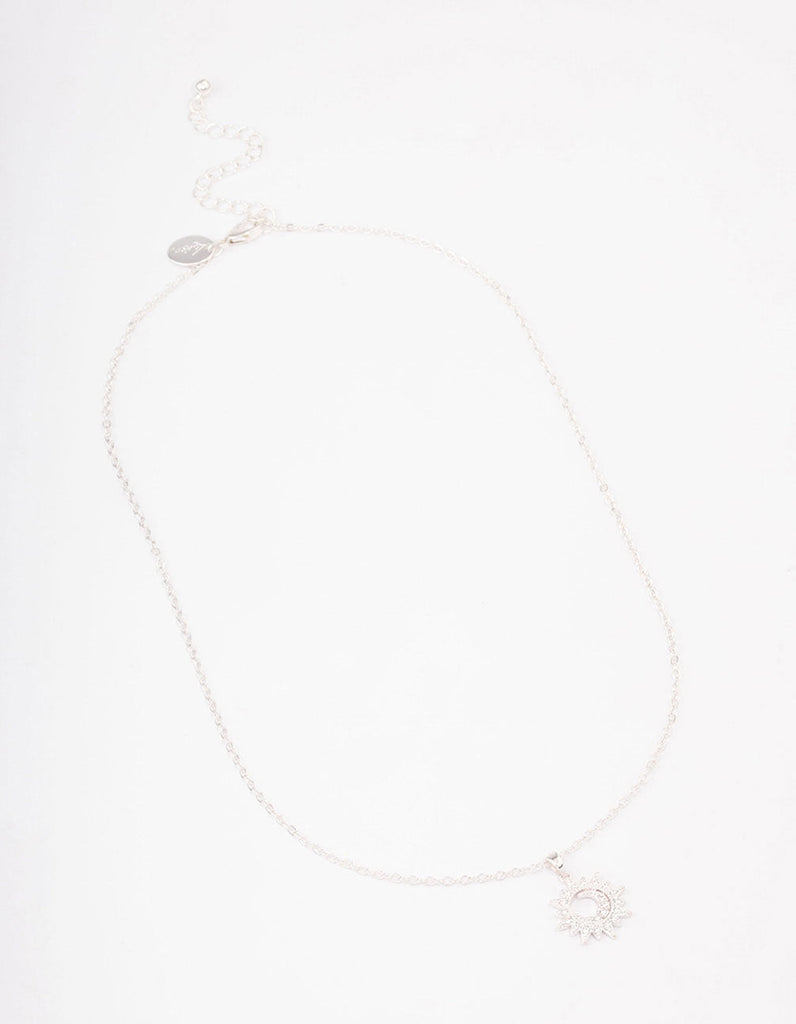 Silver Dainty Sunray Short Necklace