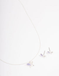 Silver Diamante Butterfly Jewellery Set - link has visual effect only