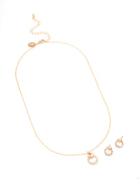 Gold Diamante Circle Heart Jewellery Set - link has visual effect only