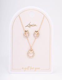 Gold Diamante Circle Heart Jewellery Set - link has visual effect only