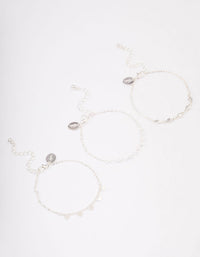 Silver Disc Pearl & Heart Bracelet Pack - link has visual effect only