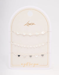 Silver Disc Pearl & Heart Bracelet Pack - link has visual effect only