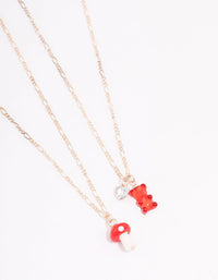 Rose Gold Teddy & Mushroom Necklace Pack - link has visual effect only