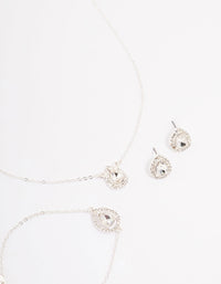 Silver Diamante Pear-Shaped Jewellery Set - link has visual effect only