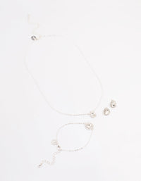Silver Diamante Pear-Shaped Jewellery Set - link has visual effect only