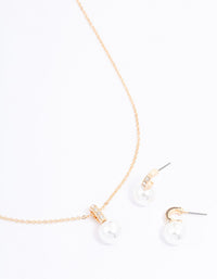 Gold Diamante Pearl Jewellery Set - link has visual effect only