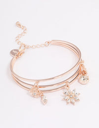 Rose Gold Floral Charm Wrist Cuff - link has visual effect only