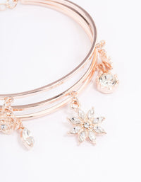 Rose Gold Floral Charm Wrist Cuff - link has visual effect only