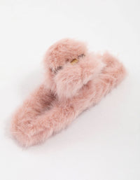 Pink Ultra Fluffy Hair Claw Clip - link has visual effect only