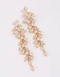 Gold Plated Cubic Zirconia Dainty Vine Drop Earrings - link has visual effect only