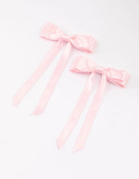 Pink Fabric Satin Scallop Hair Bows Pack - link has visual effect only