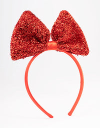 Kids Fabric Christmas Statement Sparkly Bow Headband - link has visual effect only