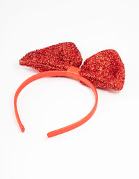 Kids Fabric Christmas Statement Sparkly Bow Headband - link has visual effect only