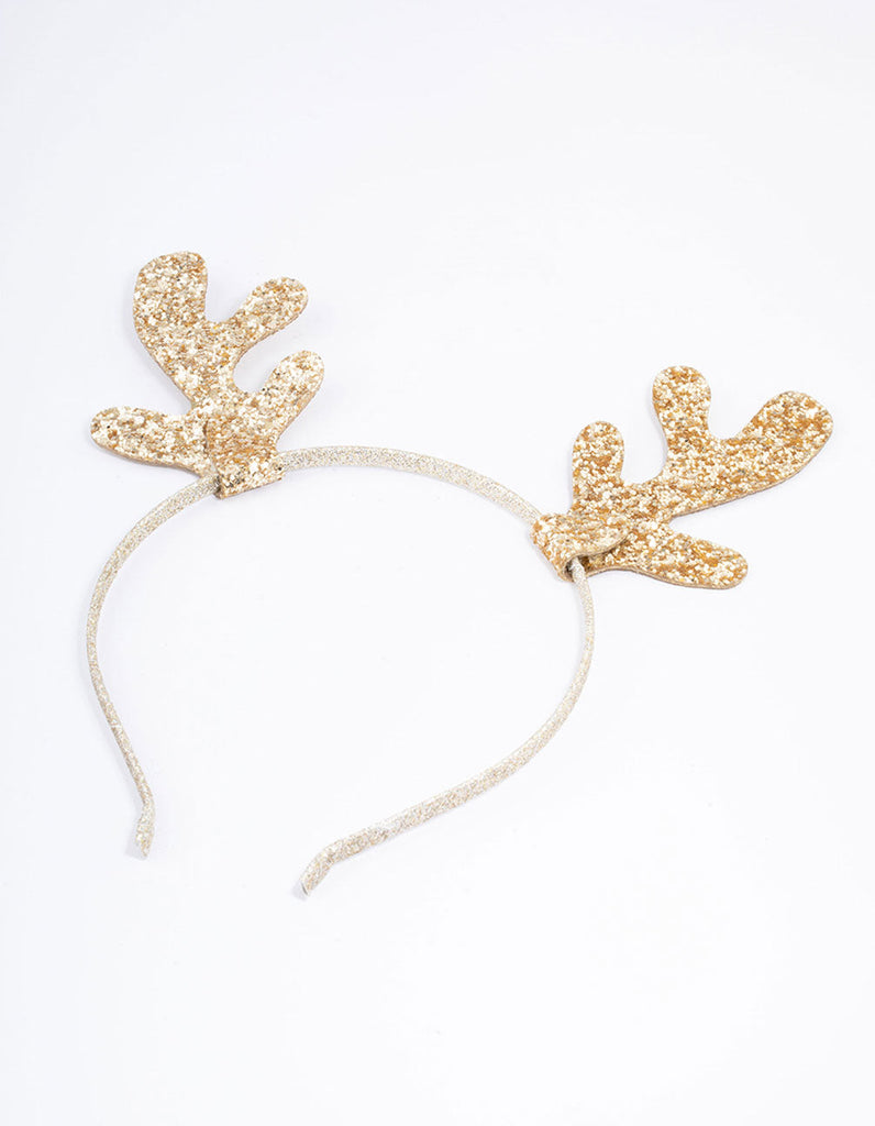 Kids Fabric Christmas Glitter Mini Antler Headband