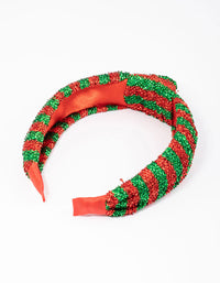 Kids Fabric Christmas Stripe Knotted Headband - link has visual effect only