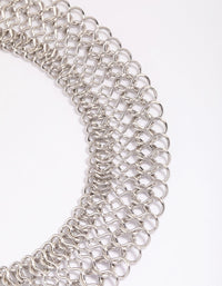 Rhodium Wide Link Chain Necklace - link has visual effect only