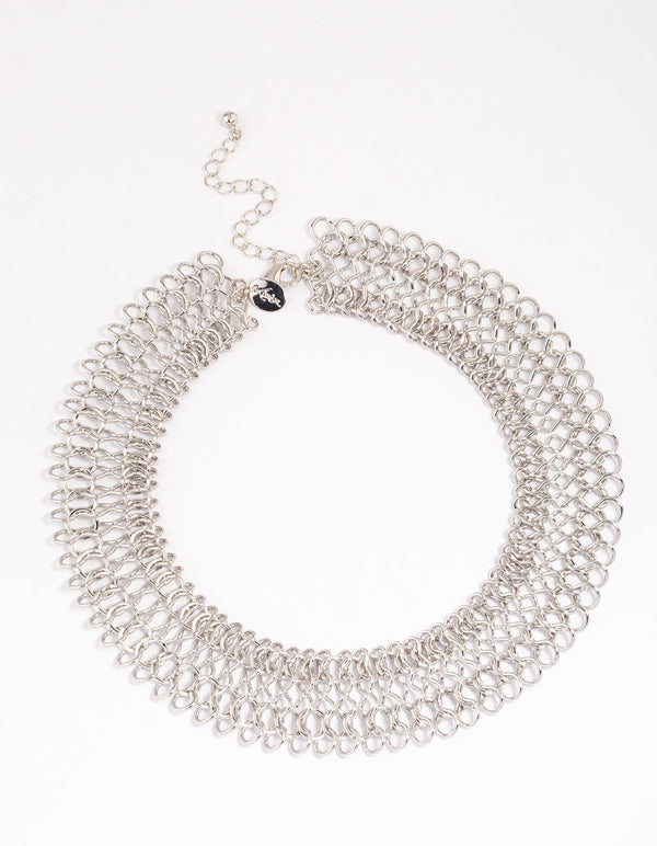 Rhodium Wide Link Chain Necklace