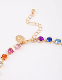 Gold Rainbow Diamante Link Choker - link has visual effect only
