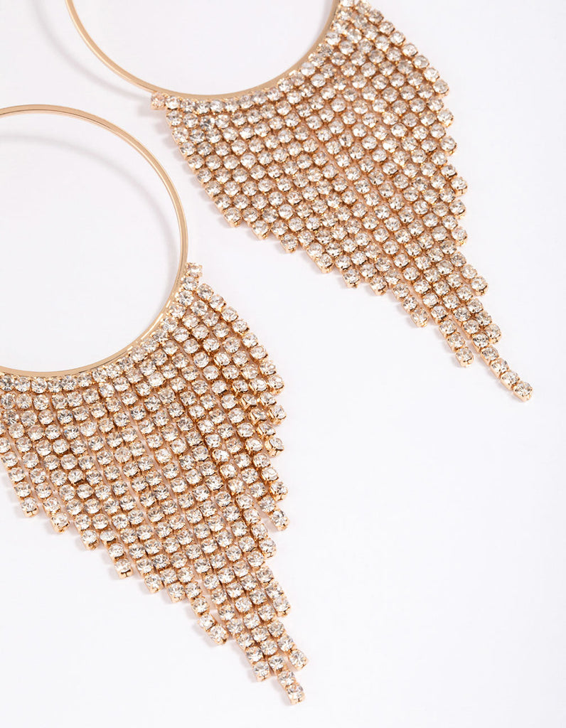 Gold Diamante Drop Cupchain Earrings