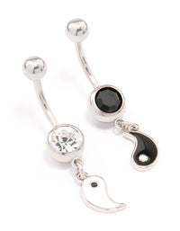 Surgical Steel Yin & Yang Drop Belly Ring Pack - link has visual effect only