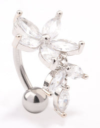 Surgical Steel Flower Marquise Drop Belly Ring - link has visual effect only