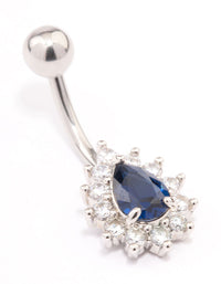 Surgical Steel Cubic Zirconia Spikey Pear Belly Ring - link has visual effect only