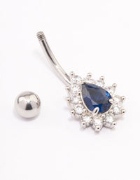 Surgical Steel Cubic Zirconia Spikey Pear Belly Ring - link has visual effect only