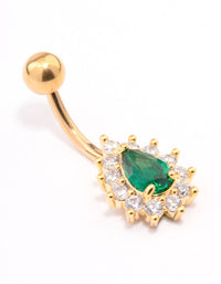 Gold Plated Surgical Steel Cubic Zirconia Spikey Pear Belly Ring - link has visual effect only