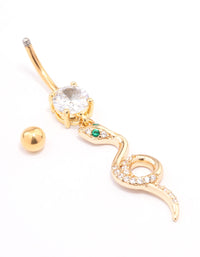 Gold Plated Surgical Steel Looped Snake Drop Belly Ring - link has visual effect only