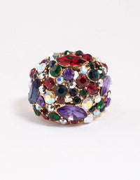 Gold Cluster Diamante Dome Ring - link has visual effect only