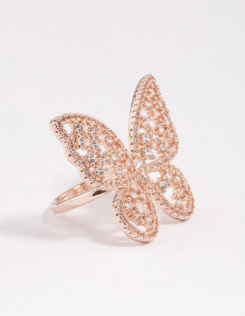 Rose Gold Statement Butterfly Ring