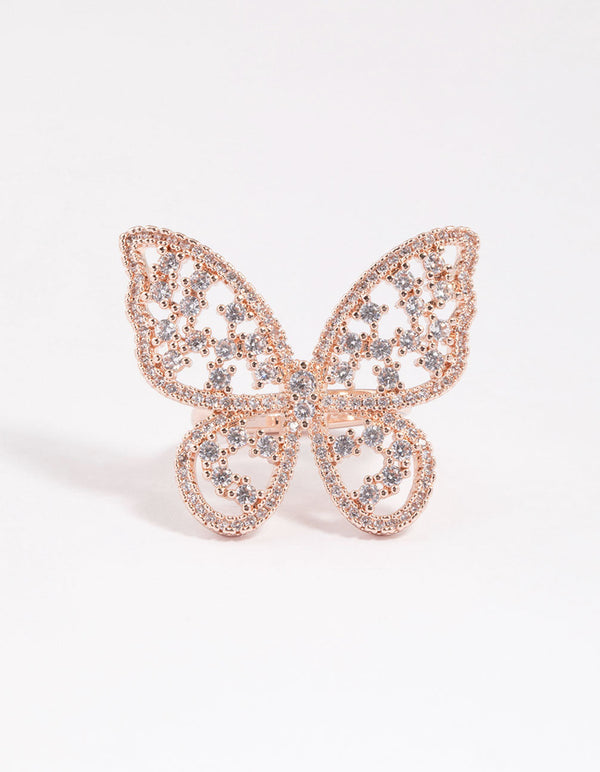 Rose Gold Statement Butterfly Ring - Lovisa