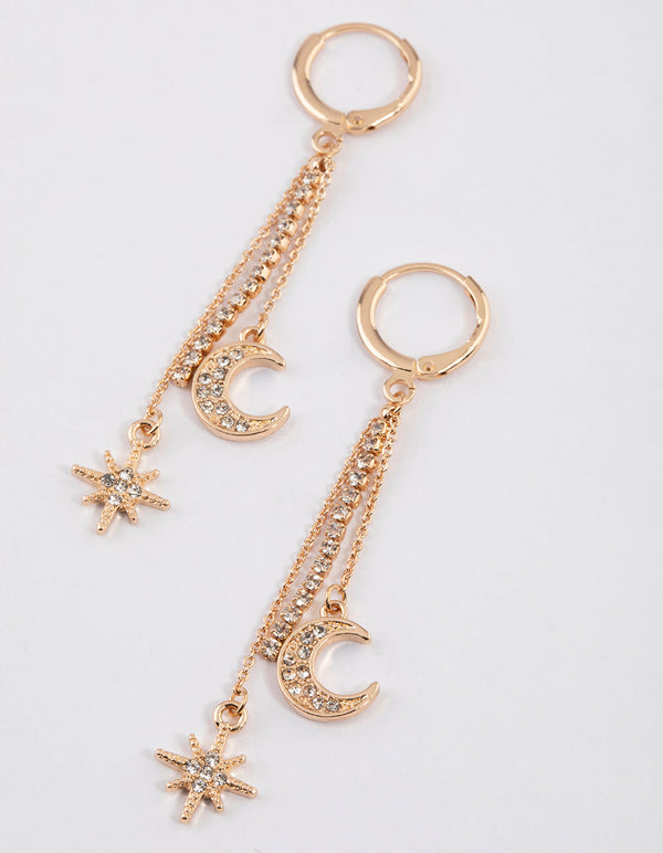 Gold Celestial Cupchain Drop Earrings