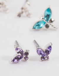 Silver Mixed Butterfly Stud Earrings Pack - link has visual effect only