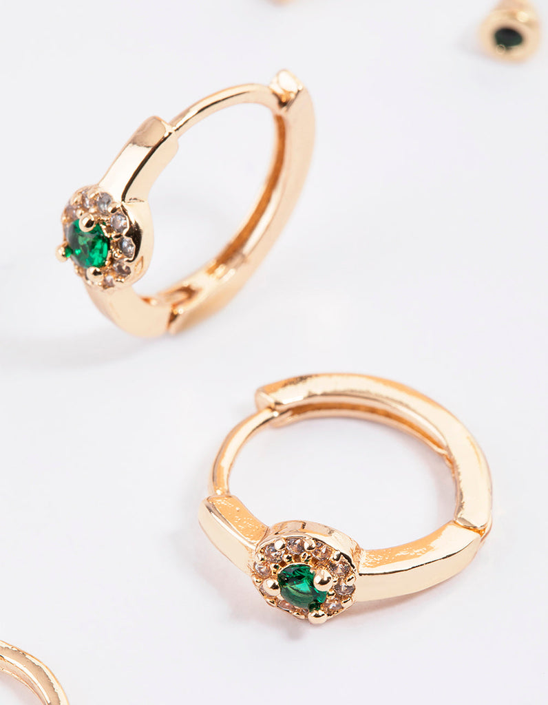 Gold Mixed Shape Diamante Earrings Pack