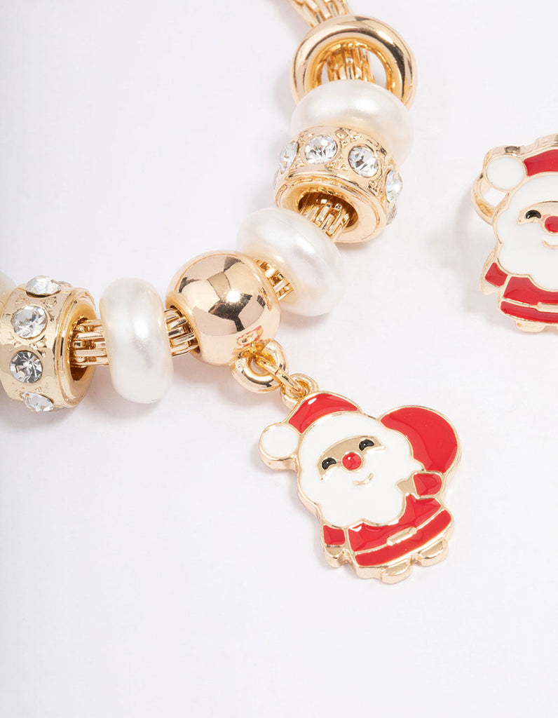 Kids Gold Christmas Santa Bracelet & Ring Pack
