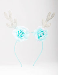 Kids Fabric Christmas Rose Sequin Antler Headband - link has visual effect only