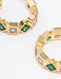 Gold Mixed Cubic Zirconia Square & Diamante Hoop Earrings - link has visual effect only