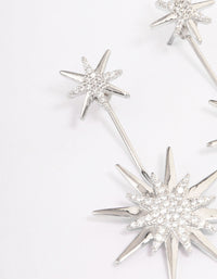 Rhodium Mixed Star Drop Earrings - link has visual effect only