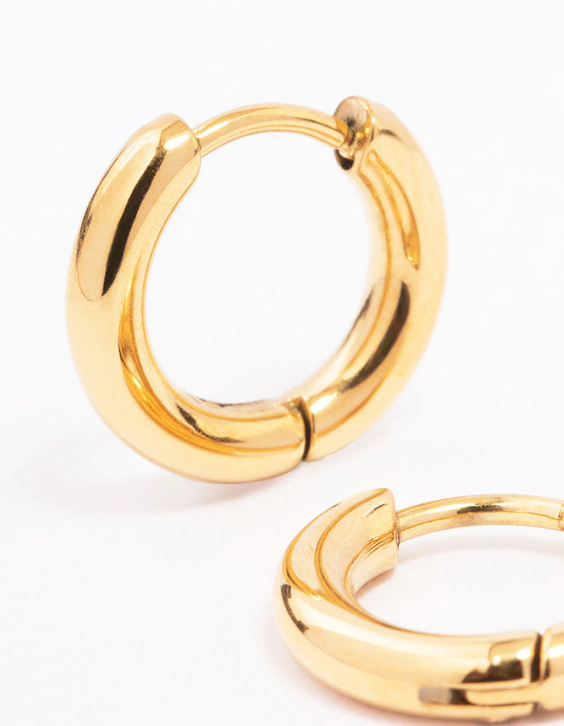 Gold Plated Surgical Steel Chubby Small Huggie Hoop Earrings