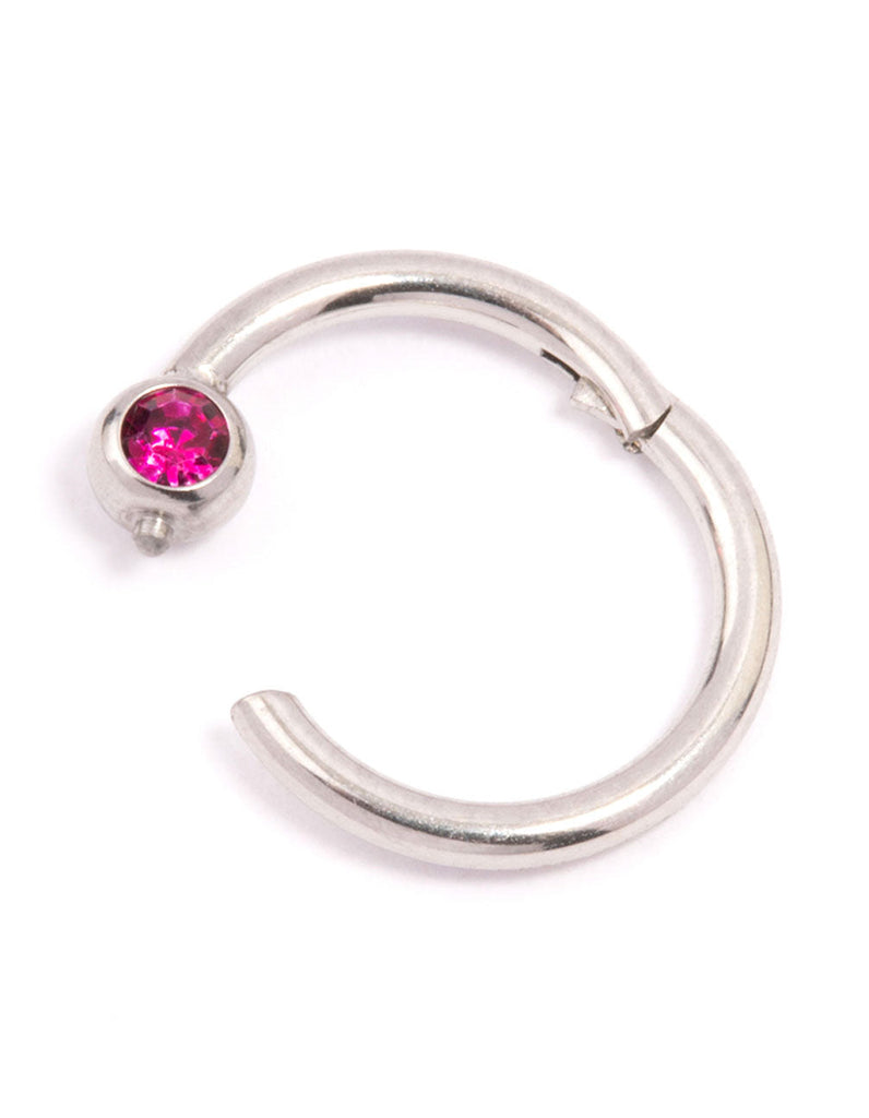 Surgical Steel Crystal Ball Clicker Ring