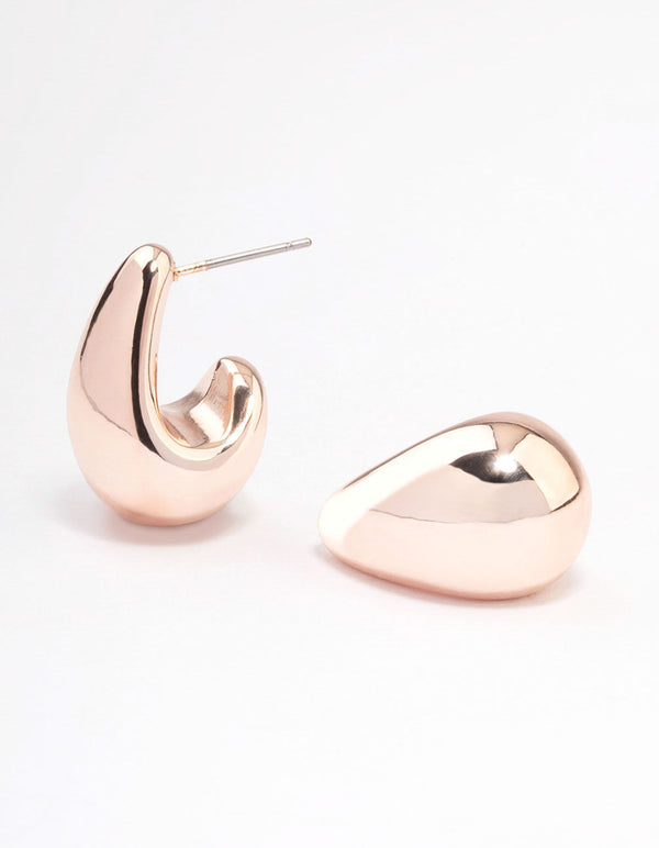 Rose Gold Chunky Teardrop Hoop Earrings