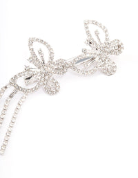 Rhodium Double Diamante Butterfly Hair Clip - link has visual effect only