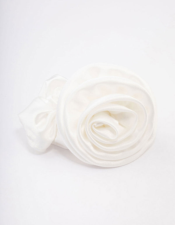 Cream Fabric Rosette Hair Scrunchie