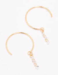 Gold Plated Sterling Silver Cubic Zirconia Chain Hoop Earrings - link has visual effect only