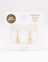 Gold Plated Sterling Silver Cubic Zirconia Butterfly Huggie Earrings - link has visual effect only