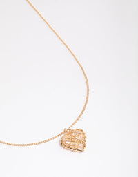 Gold Wrapped Heart Pendant Necklace - link has visual effect only